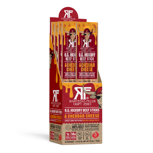 Righteous Felon Craft Jerky - Righteous Felon Beef & Cheddar Cheese Stick Combo - 10 Pack