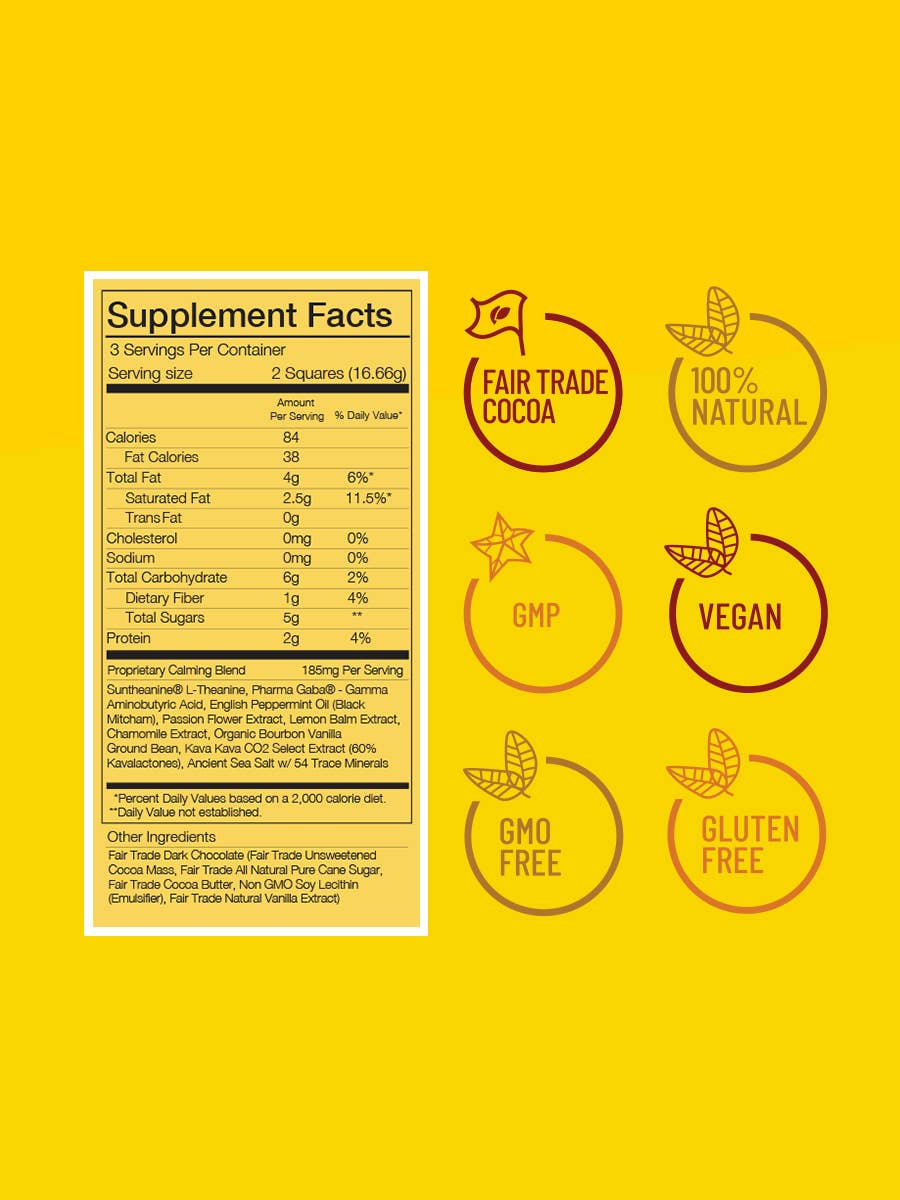 The Functional Chocolate Company - Carefree Chocolate - Stress & Anxiety Formula - Mellow Mint