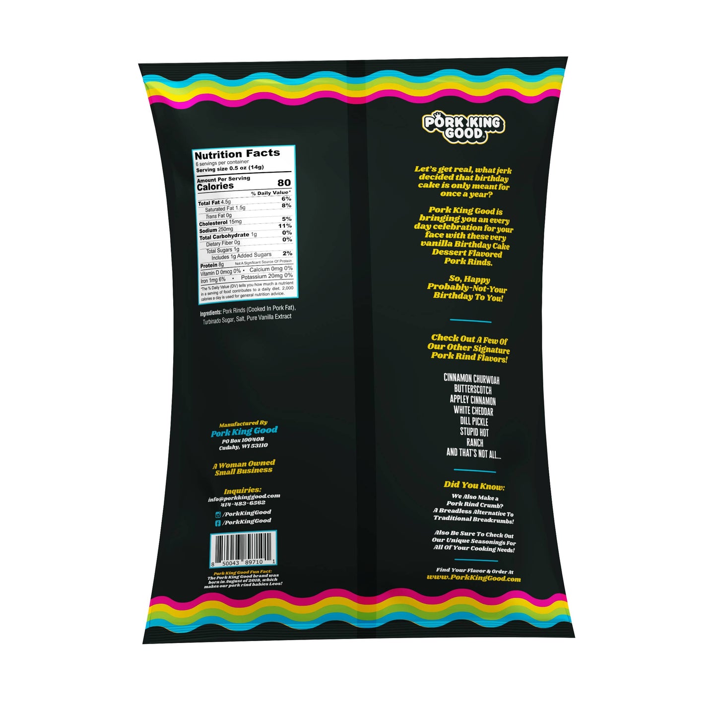 Birthday Cake Flavored Pork Rinds 3oz