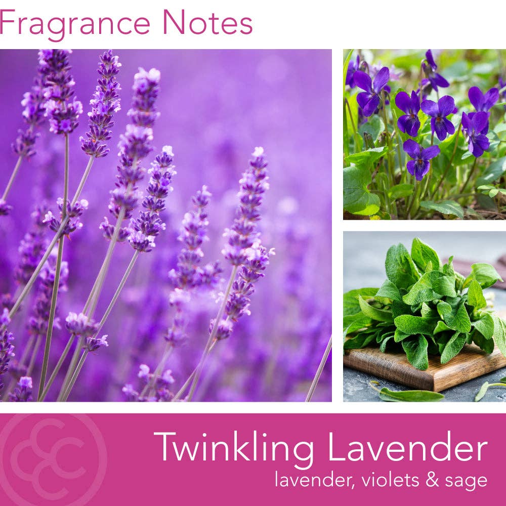 MVP Group International INC - Twinkling Lavender Scented Jar Candle, Soy Blend Wax, 14.5oz