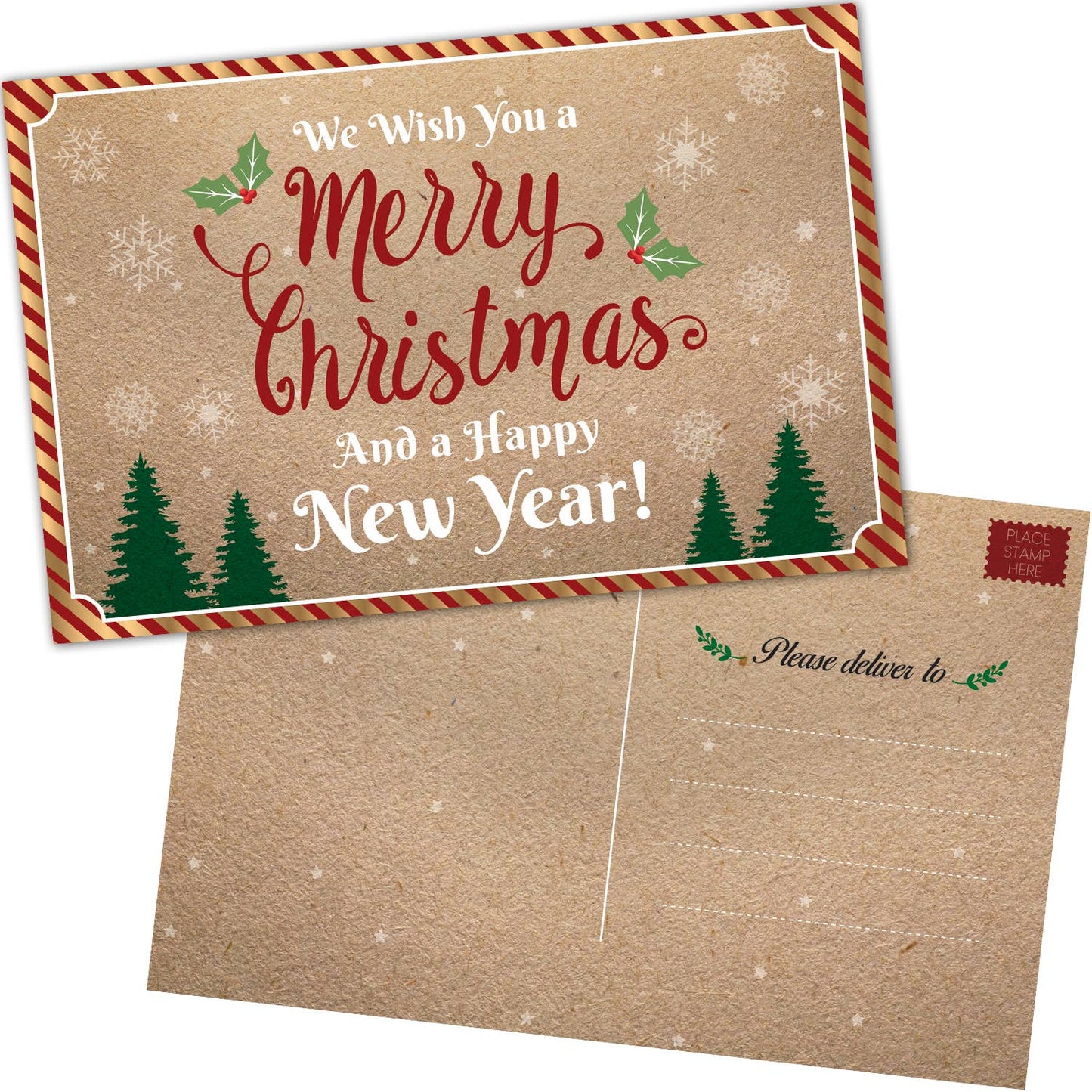 50 Christmas Postcards Bulk - Vintage Greetings