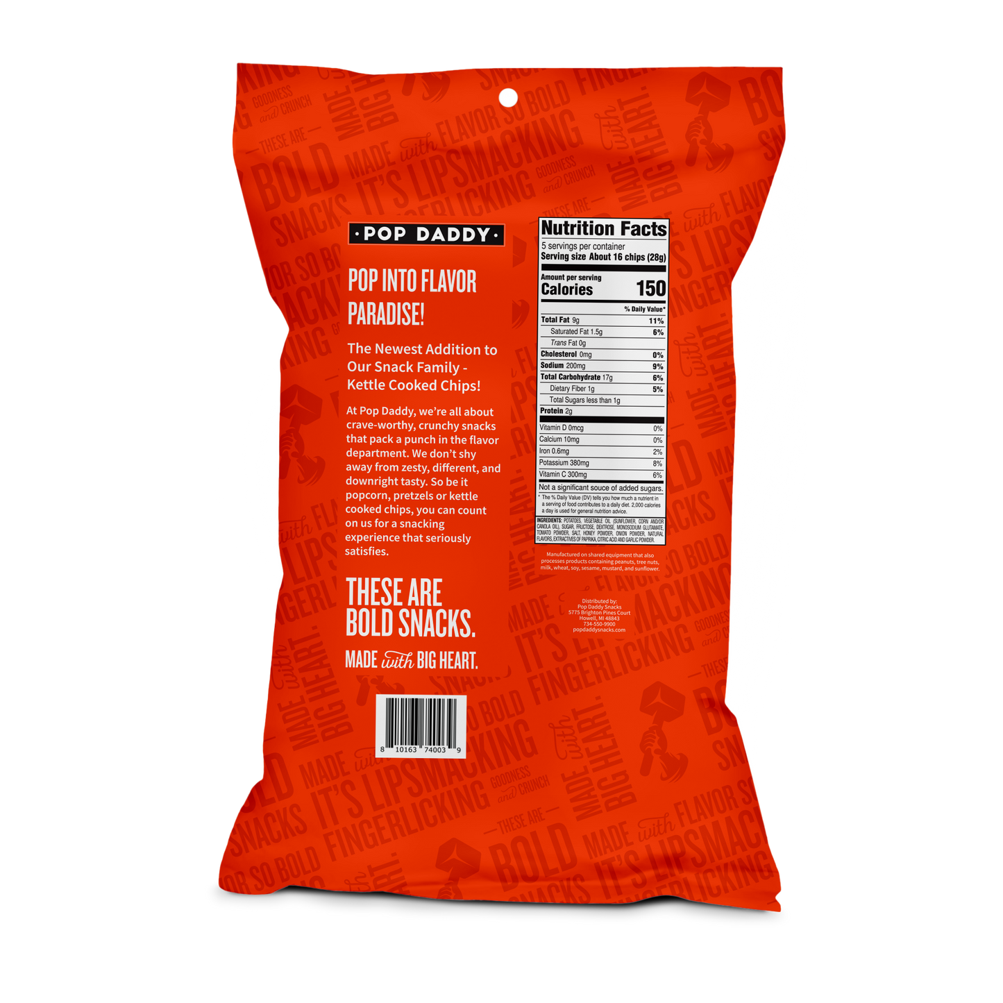 Pop Daddy Snacks - Mesquite BBQ Kettle Cooked Potato Chips 5.0 oz