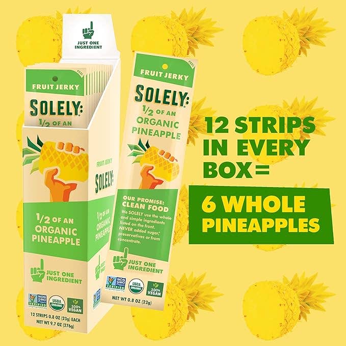 Solely Organic Pineapple Fruit Jerky Strip 0.8oz