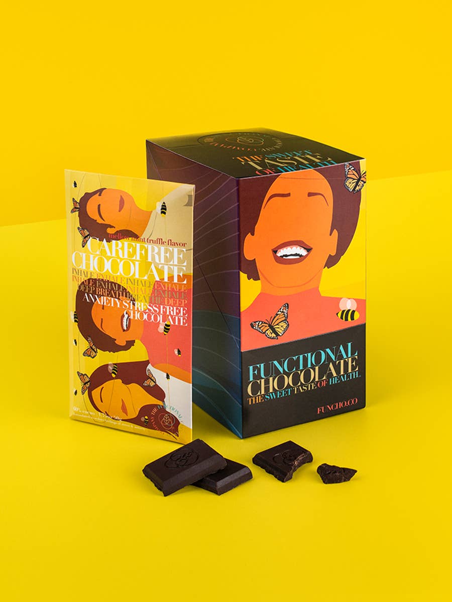The Functional Chocolate Company - Carefree Chocolate - Stress & Anxiety Formula - Mellow Mint