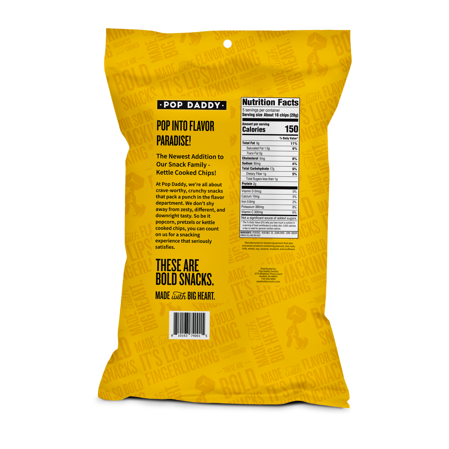 Pop Daddy Snacks - Original Kettle Cooked Potato Chips 5.0 oz