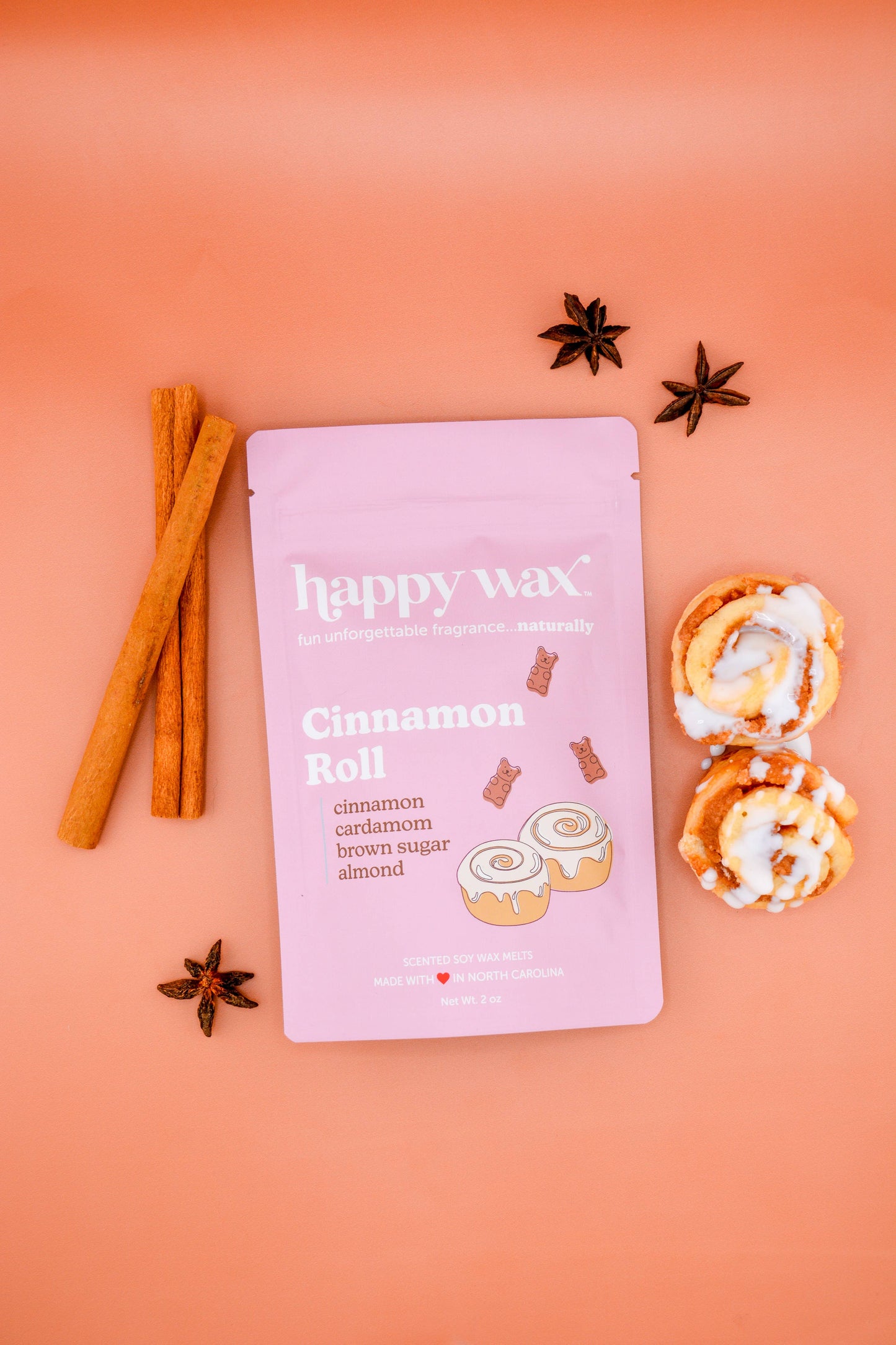 Cinnamon Roll Wax Melts - 4 oz tin 30 teddy bears