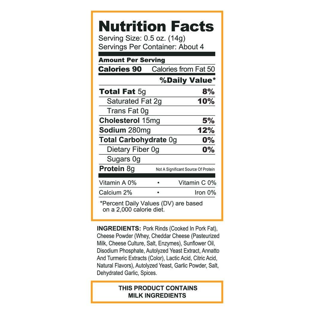 Nacho Cheddar Pork Rinds  1.75oz Bag