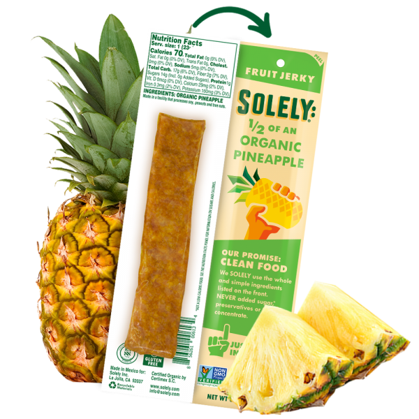 Solely Organic Pineapple Fruit Jerky Strip 0.8oz