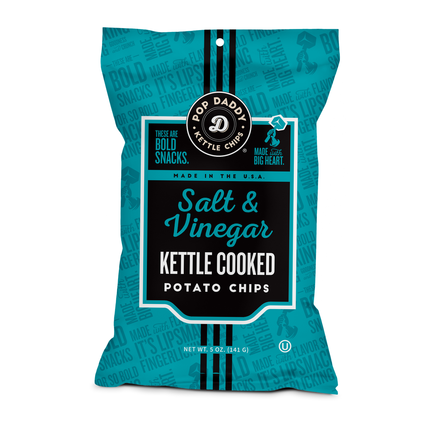Pop Daddy Snacks - Salt and Vinegar Kettle Cooked Potato Chips 5.0 oz