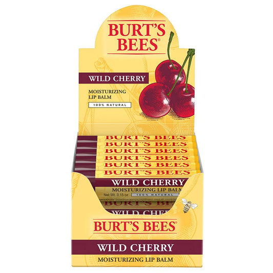 Burt's Bees - Wild Cherry Lip Balm Display With Beeswax, 12 Count