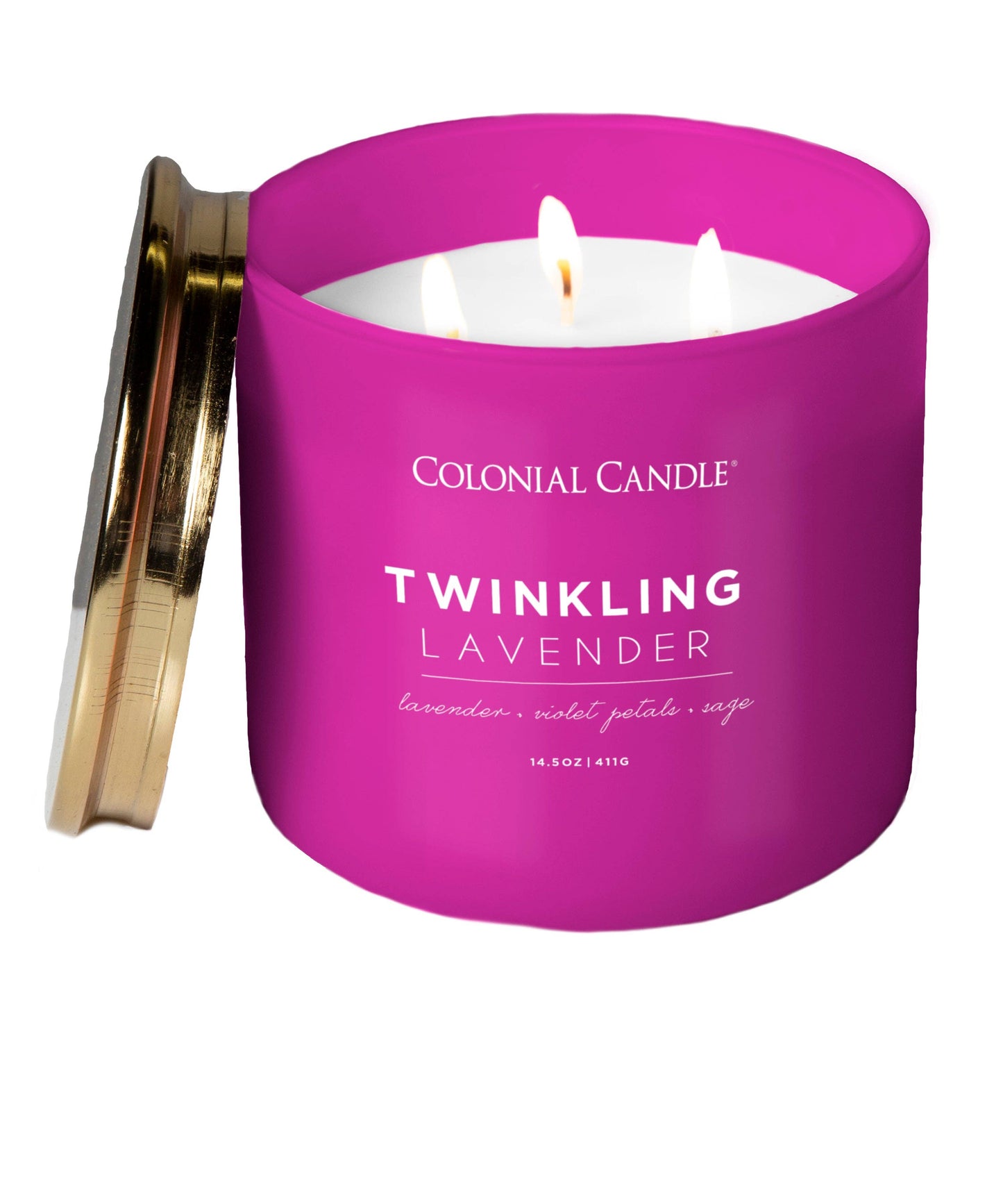 MVP Group International INC - Twinkling Lavender Scented Jar Candle, Soy Blend Wax, 14.5oz