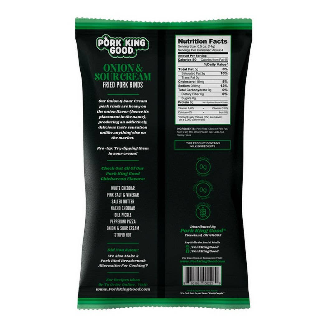 Onion & Sour Cream Pork Rinds  1.75oz Bag